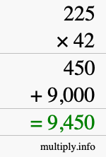 How to calculate 225 times 42 using long multiplication