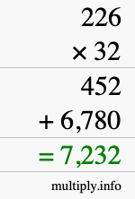 How to calculate 226 times 32 using long multiplication How to calculate 226 times 32 using long multiplication