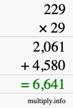 How to calculate 229 times 29 using long multiplication