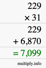 How to calculate 229 times 31 using long multiplication How to calculate 229 times 31 using long multiplication