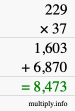 How to calculate 229 times 37 using long multiplication