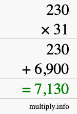 How to calculate 230 times 31 using long multiplication How to calculate 230 times 31 using long multiplication