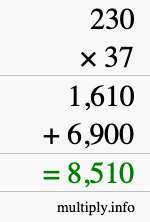 How to calculate 230 times 37 using long multiplication