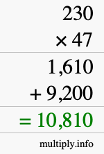 How to calculate 230 times 47 using long multiplication How to calculate 230 times 47 using long multiplication