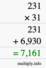 How to calculate 231 times 31 using long multiplication How to calculate 231 times 31 using long multiplication