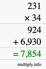 How to calculate 231 times 34 using long multiplication How to calculate 231 times 34 using long multiplication