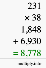 How to calculate 231 times 38 using long multiplication How to calculate 231 times 38 using long multiplication