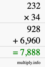 How to calculate 232 times 34 using long multiplication How to calculate 232 times 34 using long multiplication