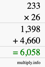 How to calculate 233 times 26 using long multiplication How to calculate 233 times 26 using long multiplication