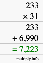 How to calculate 233 times 31 using long multiplication How to calculate 233 times 31 using long multiplication