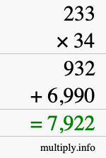 How to calculate 233 times 34 using long multiplication How to calculate 233 times 34 using long multiplication