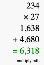 How to calculate 234 times 27 using long multiplication How to calculate 234 times 27 using long multiplication