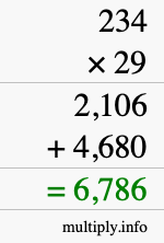 How to calculate 234 times 29 using long multiplication