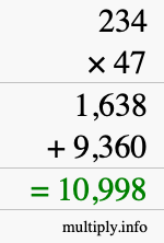 How to calculate 234 times 47 using long multiplication
