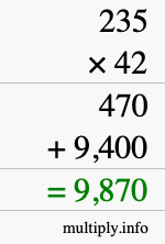 How to calculate 235 times 42 using long multiplication
