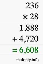How to calculate 236 times 28 using long multiplication How to calculate 236 times 28 using long multiplication
