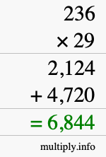 How to calculate 236 times 29 using long multiplication