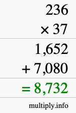 How to calculate 236 times 37 using long multiplication