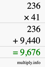 How to calculate 236 times 41 using long multiplication