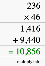 How to calculate 236 times 46 using long multiplication