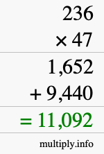 How to calculate 236 times 47 using long multiplication