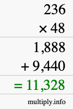 How to calculate 236 times 48 using long multiplication