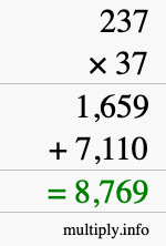 How to calculate 237 times 37 using long multiplication