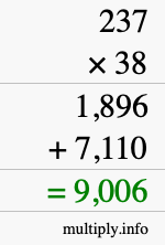How to calculate 237 times 38 using long multiplication