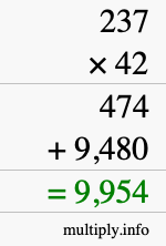 How to calculate 237 times 42 using long multiplication How to calculate 237 times 42 using long multiplication