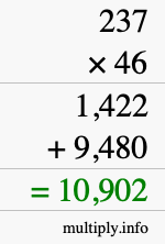 How to calculate 237 times 46 using long multiplication