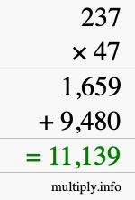 How to calculate 237 times 47 using long multiplication