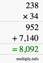 How to calculate 238 times 34 using long multiplication How to calculate 238 times 34 using long multiplication