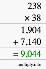 How to calculate 238 times 38 using long multiplication How to calculate 238 times 38 using long multiplication