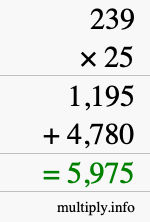 How to calculate 239 times 25 using long multiplication How to calculate 239 times 25 using long multiplication