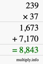 How to calculate 239 times 37 using long multiplication