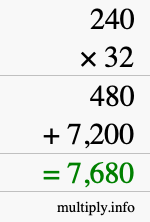How to calculate 240 times 32 using long multiplication How to calculate 240 times 32 using long multiplication