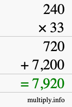 How to calculate 240 times 33 using long multiplication How to calculate 240 times 33 using long multiplication
