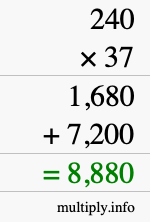 How to calculate 240 times 37 using long multiplication