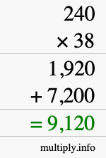 How to calculate 240 times 38 using long multiplication How to calculate 240 times 38 using long multiplication