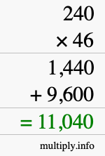 How to calculate 240 times 46 using long multiplication How to calculate 240 times 46 using long multiplication