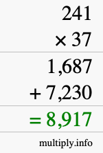 How to calculate 241 times 37 using long multiplication