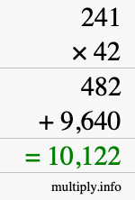 How to calculate 241 times 42 using long multiplication How to calculate 241 times 42 using long multiplication