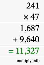 How to calculate 241 times 47 using long multiplication