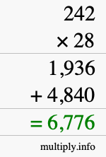 How to calculate 242 times 28 using long multiplication How to calculate 242 times 28 using long multiplication