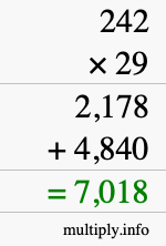 How to calculate 242 times 29 using long multiplication