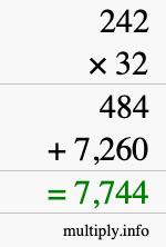 How to calculate 242 times 32 using long multiplication How to calculate 242 times 32 using long multiplication