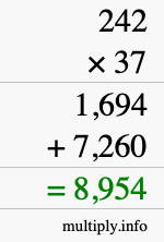 How to calculate 242 times 37 using long multiplication
