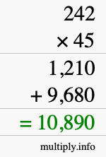 How to calculate 242 times 45 using long multiplication How to calculate 242 times 45 using long multiplication
