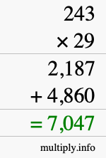 How to calculate 243 times 29 using long multiplication