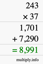 How to calculate 243 times 37 using long multiplication